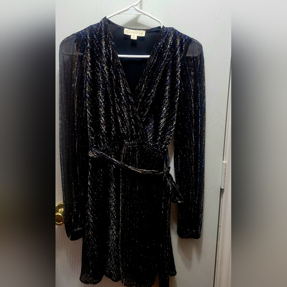 Lovestitch Metallic Long Sleeve mini Dress size small - Picture 2 of 7